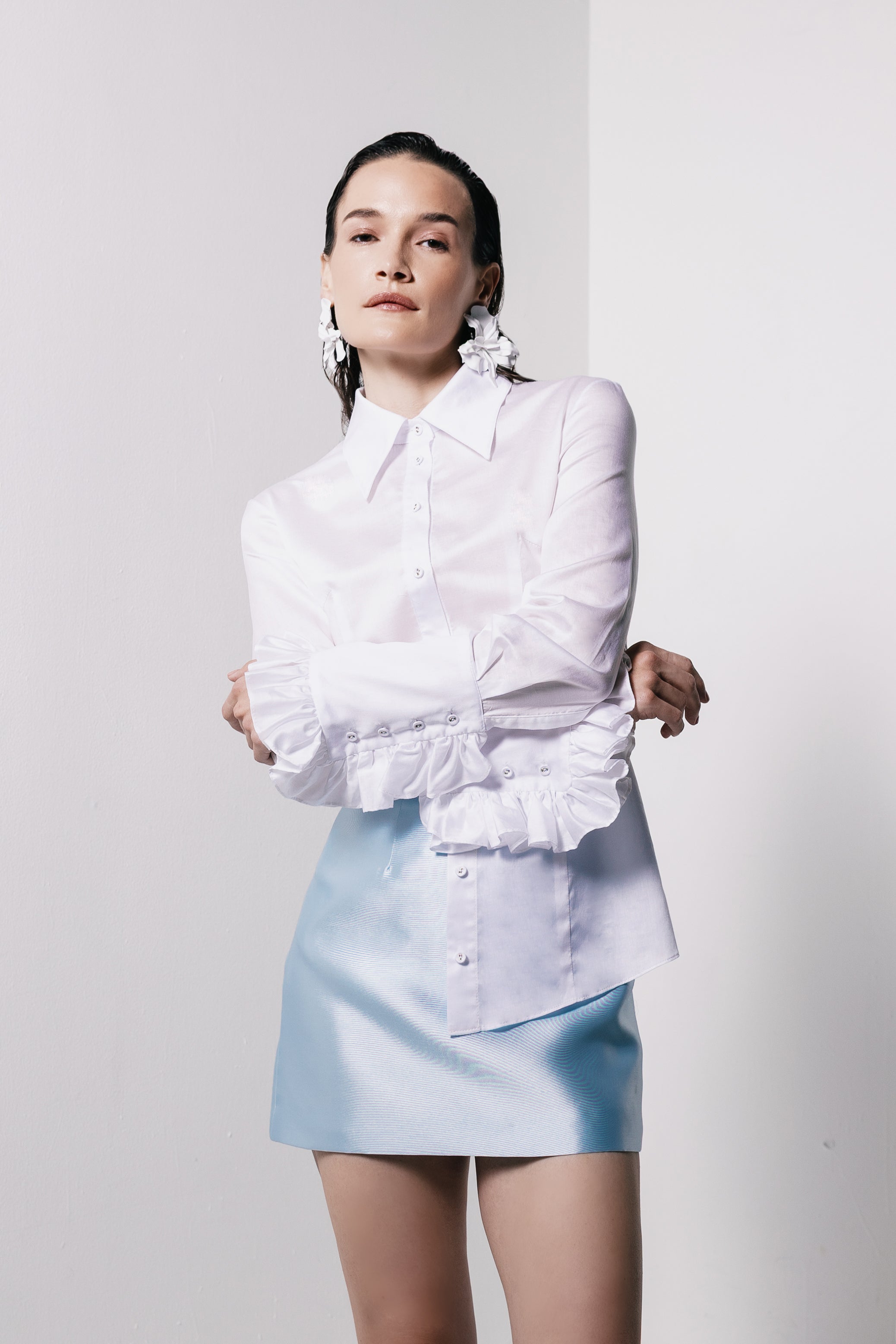 Mini Skirt With Ruffled Waistband