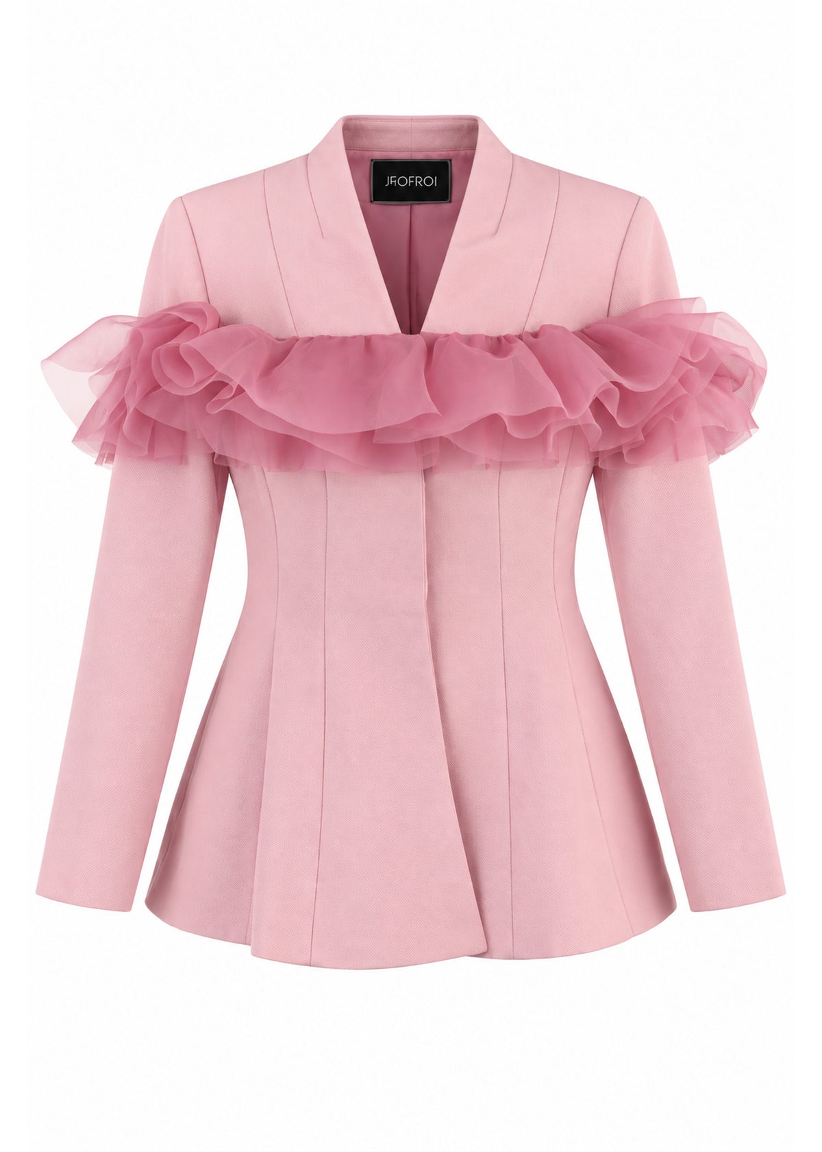 Ruffled Yoke Blazer