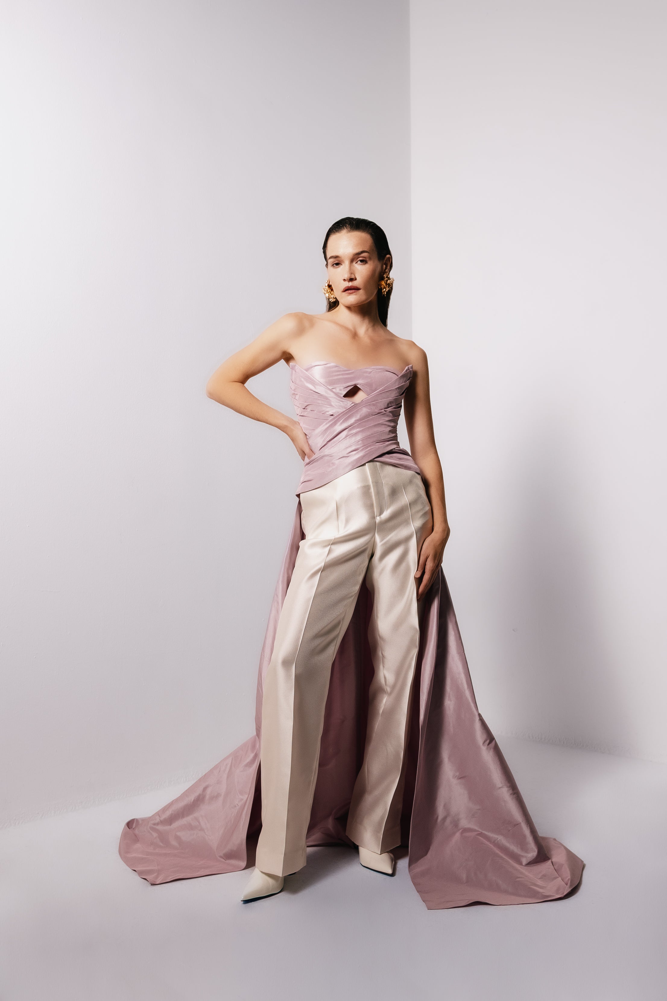 Draped Bustier Duster