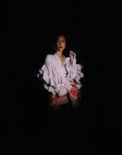 Load image into Gallery viewer, Liquid Ruffle Rose Tunic Blouse
